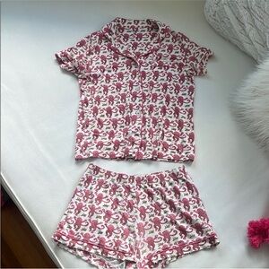 Pink and white monkey roller rabbit pj pajama set